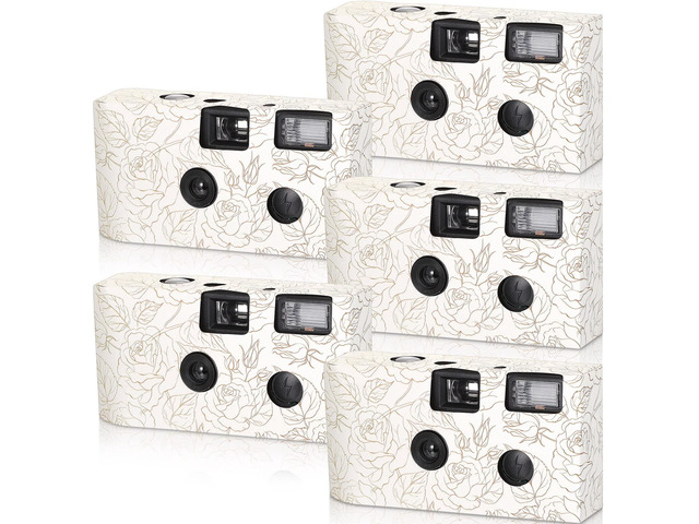 5 Pcs Disposable Camera for Wedding Bulk, Color Film Single Use Camera Bulk with Flash 35 mm One Time for Gathering Wedding Travel Anniversary...