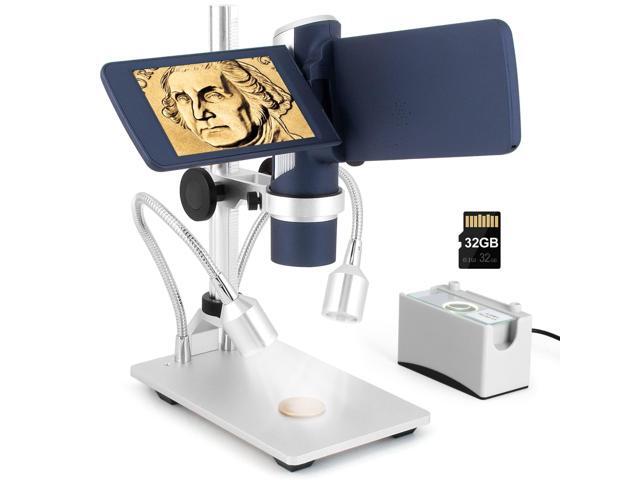 LM203S 4' HDMI Digital Microscope, Portable Coin Microscope Full View of Coins, 800X Handheld Coin Magnifier Magnifying with Light, Wireless USB.
