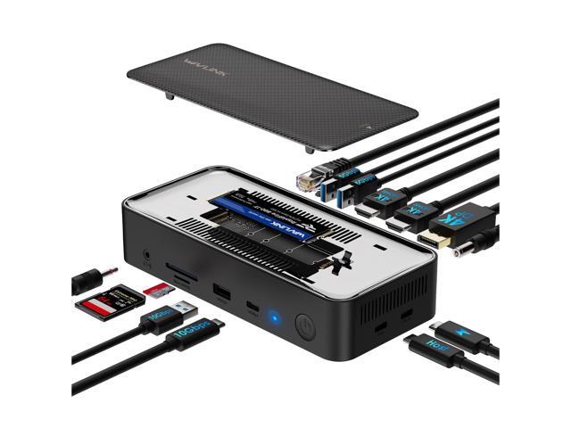 Laptop Docking Station 3 Monitors, 12-1 USB Hub with 10Gbps M.2 PCIe/SATA SSD Enclosure, Expands MacBook/Mac mini (M4/M3/M2/M1), 4K@60Hz HDMI/DP,...