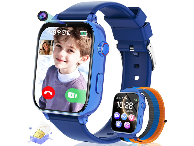 Kids Smart Watch for Boys Girls, 4G Smartwatch Phone for Children with GPS, Call, SOS, Video/Voice Chat, Parental App, Alarm, HD Touchscreen...