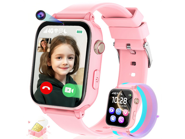 Kids Smart Watch for Boys Girls, 4G Smartwatch Phone for Children with GPS, Call, SOS, Video/Voice Chat, Parental App, Alarm, HD Touchscreen...
