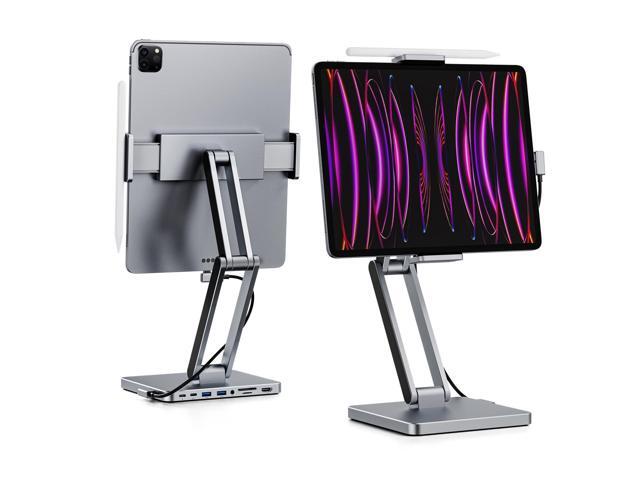 MagHub 8-in-1 Docking Station for iPad Pro and Android Tablets, USB C Hub Stand with Adjustable Dual-Hinge, Compatible with M2/M1/M4 iPad Pro/Air,.