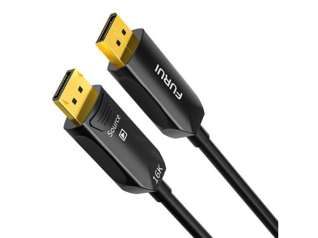 Fiber Optic DisplayPort Cable 2.1 33ft, 16K Fiber DisplayPort 2.0 Cable Supports 54Gbps, 16K@60Hz, 8K@120Hz, 4K@240Hz 165Hz 144Hz, 2K@360Hz, DSC...