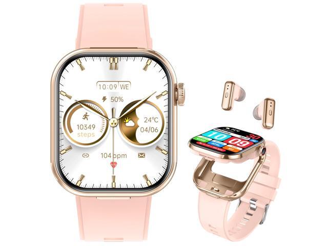 Smart Watch with Earbuds for Women, 2'' HD (Answer/Make Calls) 2 in 1 Smartwatches and Headphones,100+ Sport Modes Fitness Tracker with Heart...