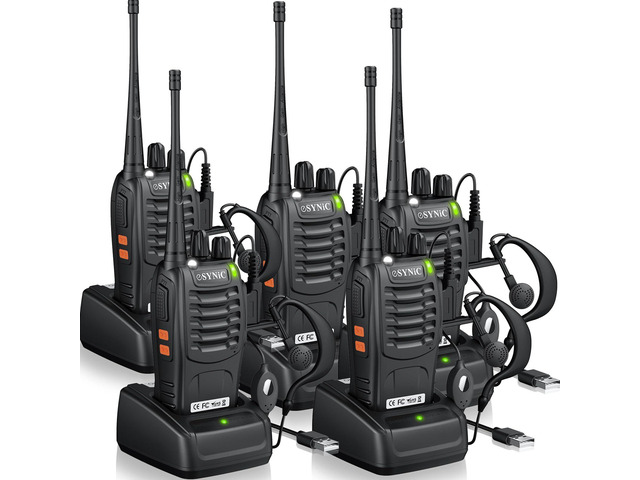 5-Pack Rainproof Walkie Talkies Adults & Kids-3 Miles Long Range 16CH Compact Walky Talky-Hand Free VOX-1500mAh Rechargeable Battery-5...