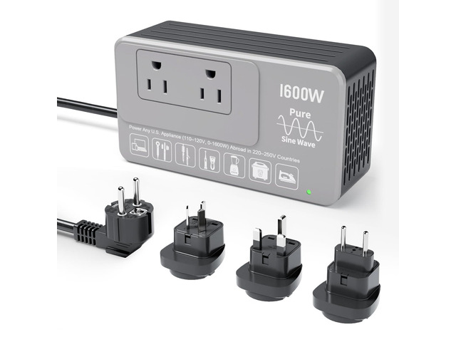 1600W 220V to 110V Converter for European International Travel, Universal Power Plug Adapter Voltage Converter US to Europe, Plug & Play, No...