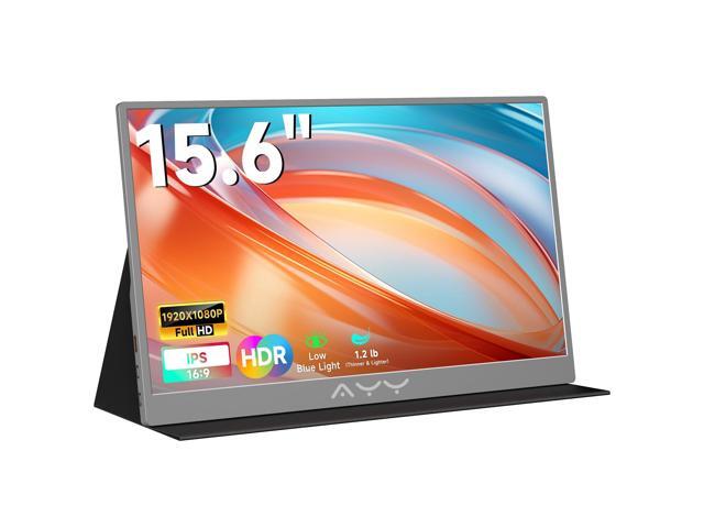 15.6' FHD 1080P Portable Monitor Second External 100% sRGB USB-C+HDMI for PS5/Switch VESA Mount Built-in Speakers Grey