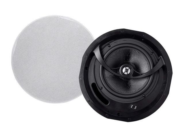 Alpha 2-Way Ceiling Speakers - 6.5 Inch (Pair) Carbon Fiber, Paintable Magnetic Grille, Louder with Less Power, Non Angled, 8 Inch,Black