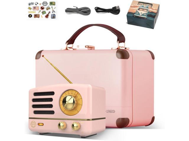 Portable Bluetooth Speaker, OTR Metal Retro Small Wireless Speaker, FM Radio with Antenna AUX, 10h+ Long Playtime, High Fidelity Stereo Audio with.