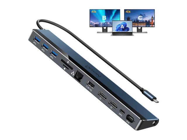 USB C Docking Station with Dual HDMI 4K, 100W PD-in, 12-in-1 Laptop Dock for Windows, MacBook, Chromebook