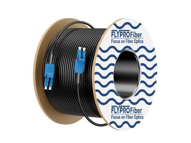 OS2 LC to LC Outdoor Fiber Optic Cable, 50M/164ft OS2 Uniboot Outdoor Armored Single Mode Fiber, SMF, Length Options:10m-300m 1G/10GB 9/125 um,...