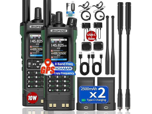 UV-32 Ham Radio Long Range 10W Rechargeable Walkie Talkies 5RM K5 Handheld Two Way Radio NOAA Weather Radio with GPS,Copy Frequency,USB-C Charging...