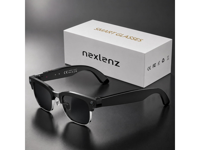 AI Smart Camera Glasses with Sunglass Lenses, 8MP Hands-Free POV Photo & Video Recording, Object Recognition & Translation, Open-Ear Bluetooth...