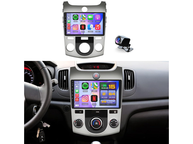 [2+64G] Android 15 Car Stereo for Kia Forte 2008-2012 (Manual A/C) Wireless CarPlay Android Auto,9 Inch Touch Screen Bluetooth Radio GPS WiFi Dual...