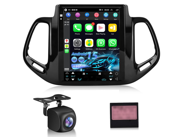 9.7 Inch Car Stereo for Jeep Compass 2017 2018 2019, 2+64G Android Touchscreen Radio with Wireless Carplay & Android Auto/WiFi/HiFi/GPS...