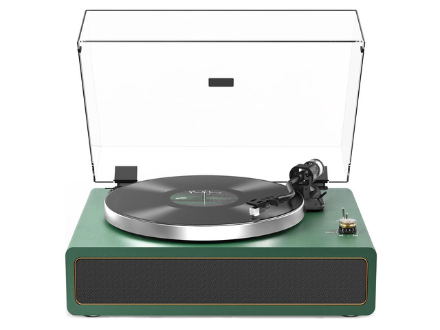 Turntable Record Player with Built-in Speakers, Vinyl Record Player Support Bluetooth Playback Auto Stop 33 & 45 RPM Speed RCA Line Out AUX in...