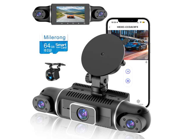 4 Channel Dash Cam Front and Rear Inside Left Right, 360° Dash Camera with 5GHz WiFi & App Control, 24H Parking Monitor, Super Night Vision,...