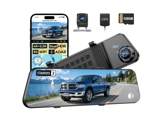 PG17 Pro STARVIS 2 Mirror Dash Cam Front and Rear with IMX678, ADAS 12' Rear View Mirror Camera, 4K+ 2.5K Dual HDR Dash Camera for Cars, 5.8GHz.