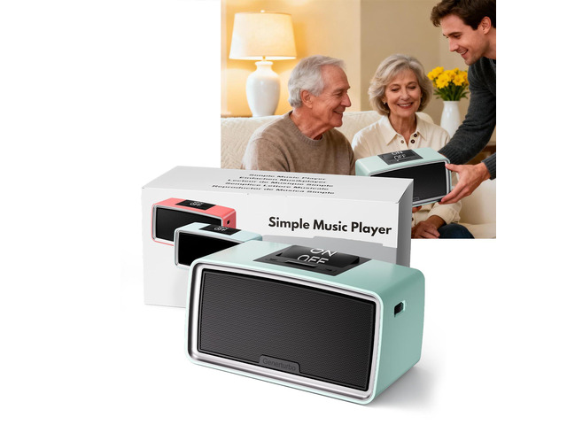 Simple Music Player for Seniors, MP3 Player with 32GB TF Card, Blue Music Box with Adjustable Volume & One-Touch Play for Elderly, Dementia,...