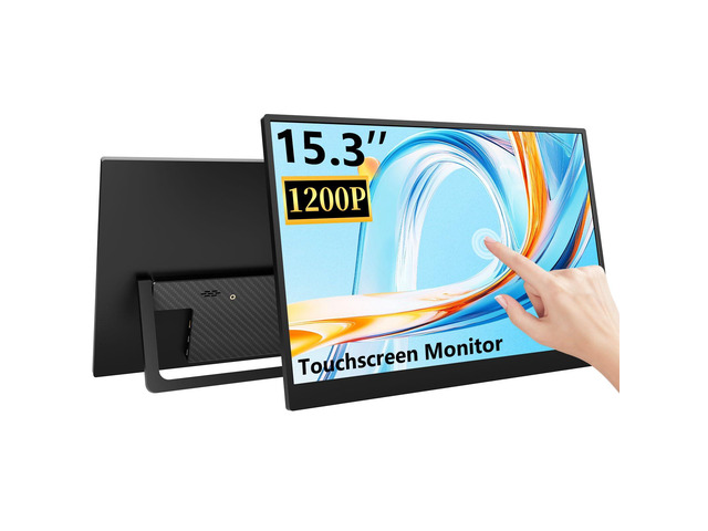 15.3 Inch Touchscreen Portable Monitor, 1920×1200 Full HD IPS 10-Point Touch External Monitor, Ultra Slim USB-C HDMI Plug & Play, Portable Monitor...