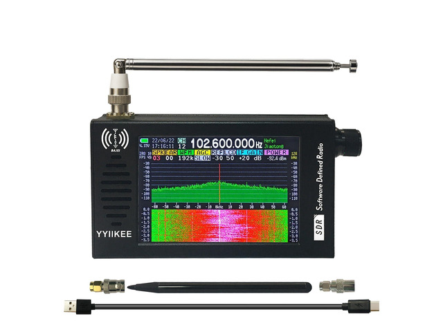 Portable SDR DSP Radio Receiver 4.3 Touchscreen, 100KHz-149MHz, Full Band Shortwave, FM MW SSB CW HAM, 192kHz Spectrum, Waterfall Display, CNC...