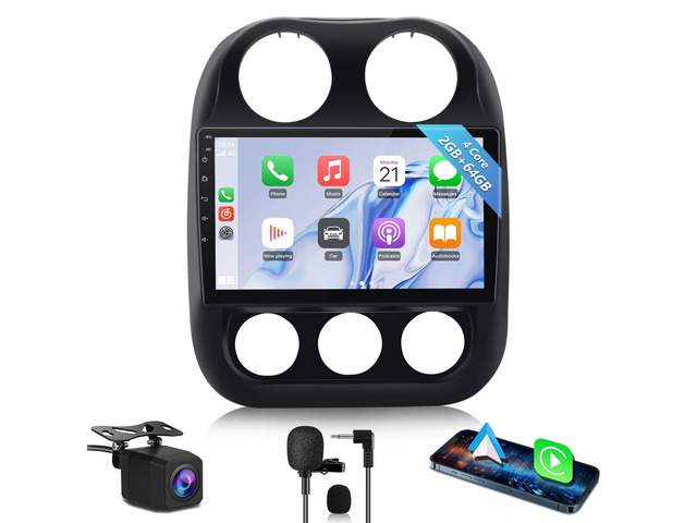 Car Radio for Jeep Patriot Compass 2010 2011 2012 2013 2014 2015 2016 10' Touch Screen Android ead Unit for Jeep Compass Stereo with CarPlay...