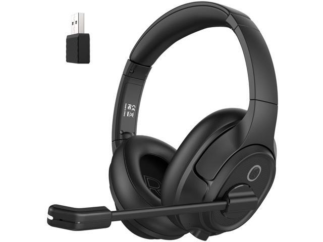Bluetooth Headset for PC, Wireless Computer Headphone with AI-Powered Environmental Noise Cancelling Microphone & 2.4G USB Dongle, 55H Playtime,...
