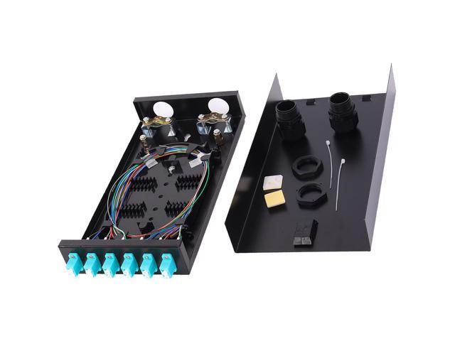 6Port Wall Mount Fiber Enclosure with Spool LC-MM OM3 Multimode Kit (Includes 1 Meter 12 Strand LC-UPC OM3 Pigtail and 6 Port Duplex LGX Loaded Panel)