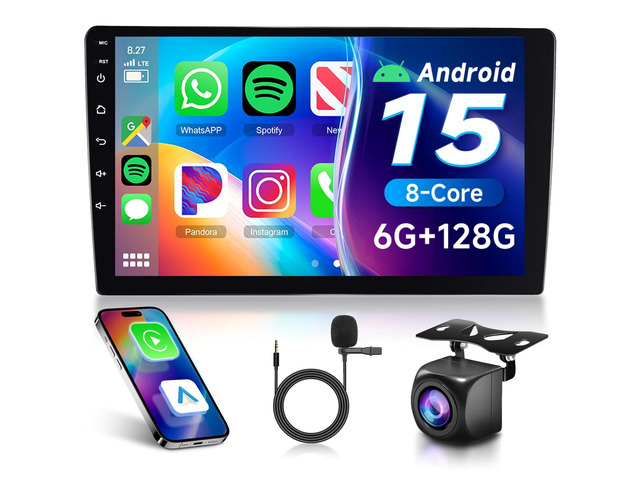 6G+128G 8-Core Android Car Stereo Double Din 10.1 inch Wireless Carplay IPS Touchscreen Car Radio Android Auto Screen with GPS Navi Bluetooth DSP,...