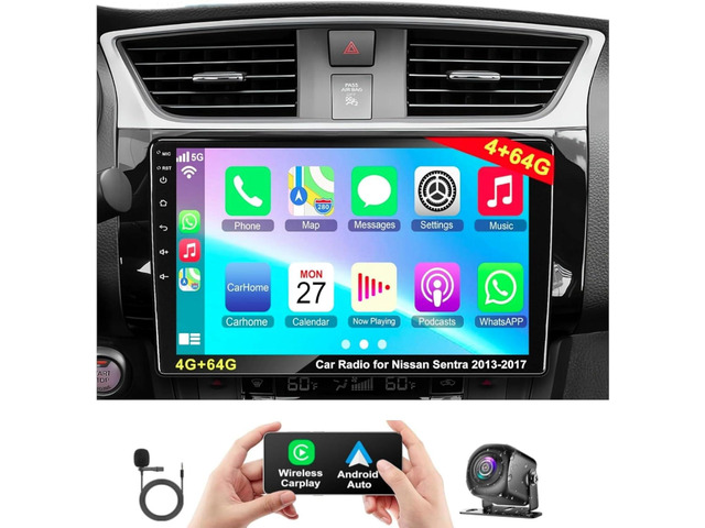 (4G RAM+64G ROM) Car Radio for Nissan Sentra 2013-2017, Android 13.0 10.1 Inch 5G WiFi Sentra Stereo Support Carplay/Android Auto,GPS Navigation...