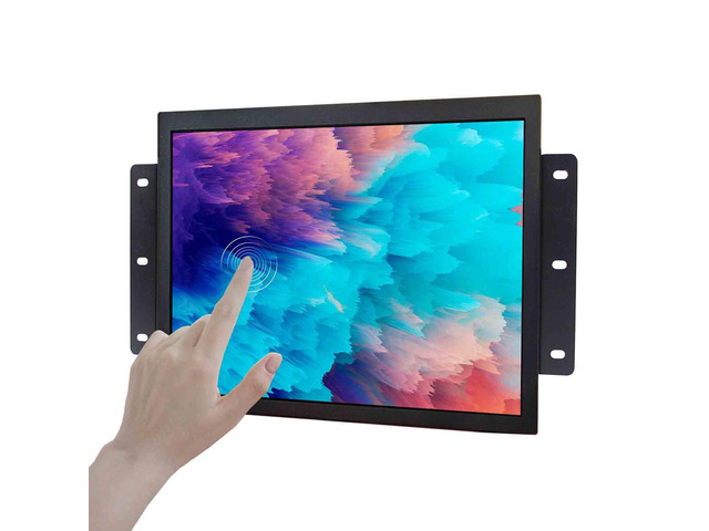 12.1 Inch 10 Points Touch Screen Industrial LCD Monitor 1024x768 Supports VGA DVI Input,4:3 Aspect Ratio Display with Wall Mounting Brackets
