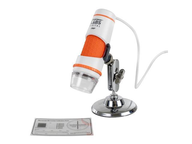 Labs Digital 2MP Handheld Microscope 20x200x Magnification Software Captures Photos, Videos LED Lighting & Polarizing Filter Stand Included ...