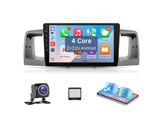 Car Radio for Toyota Corolla 2003-2008 Stereo Replacement Compatible with JBL Wireless Carplay Android Auto, 9'' Touchscreen with BluetoothWIFI SWC...