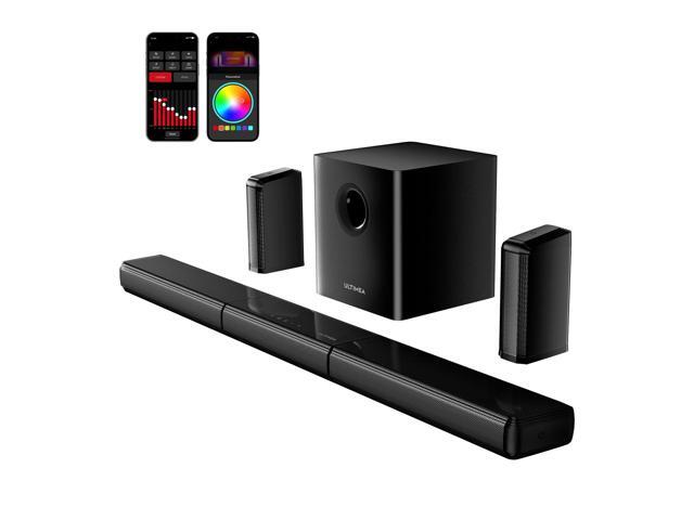 7.1ch Virtual Surround Sound Bar, Sound Bar for Smart TV with 2 Surround Speakers, Surround Sound System for TV with RGB, 6.5' Subwoofer, Peak...
