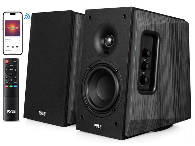 Powered Bookshelf Speaker System with Bluetooth, 80W Active Stereo Speakers, Bass Reflex Natural Wood Cabinet, Hi Def ARC, Optical, Coax, Subwoofer...