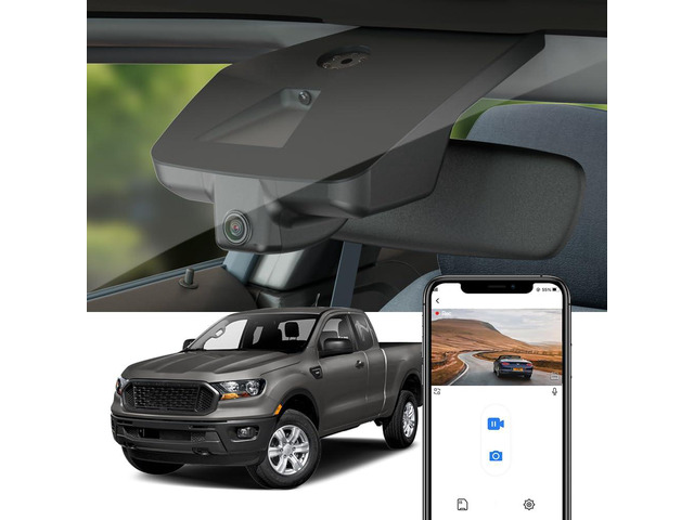4K Dash Cam Suitable for Ford Ranger 2019-2023 XL XLT Lariat (Has Rain Sensor), OEM Factory Look, UHD 2160P Video, Built-in WiFi & APP, Loop...