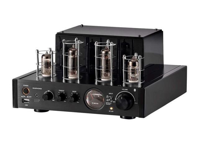 Stereo Hybrid Tube Amplifier 2019 Edition, 25 Watt with Bluetooth 2.1 + EDR, Wired RCA, Optical, Coaxial, and USB Connections, and Subwoofer Out