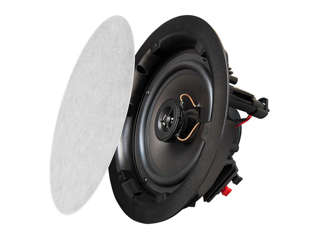 6.5' in Ceiling Speaker Pair 120W, Trimless Magnetic Grille, Pivoting Tweeter, Paintable Grille ACE600