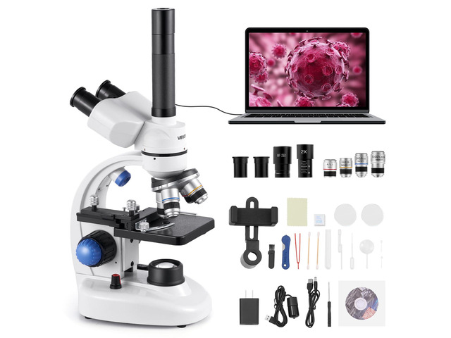 Trinocular Microscope, 40-5000X Magnification, Professional Compound Microscope for Adult with Phone Adapter, LED Light, Aluminum Alloy Body, for...