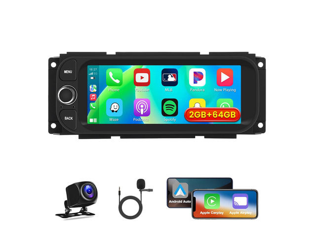 5Ghz WiFi [64G] Android Car Radio for Dodge Ram 2002-2006, Jeep Wrangler 2003-2006, Jeep Liberty 2002-2007, Jeep Grand Cherokee 1999-2004 6.86' HD...