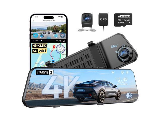 PG17 Pro 4K+2.5K Mirror Dash Cam with STARVIS 2 & 5G WiFi Rear View Mirror Camera, OTA Upgraded, Parking Assist, Voice Control, 128GB Card - Mirror.