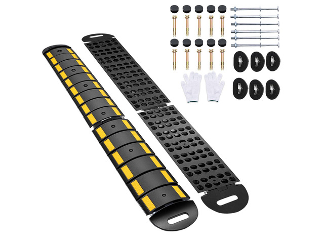 Rubber Speed Bump, 2Pack 6.4FT Portable Speed Bumps, Heavy Duty Speed Bump for Driveway Asphalt Vehicle Traffic Road Concrete Garage Gravel Roads...