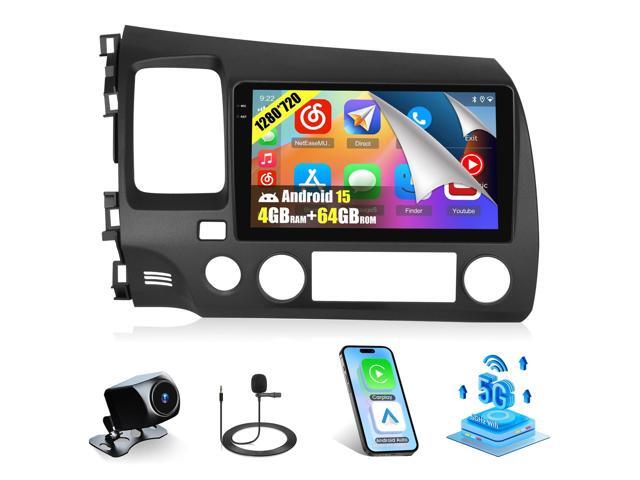 4+64G Android 15 Radio for Honda Civic 2006-2011, 9' Touchscreen for Civic Car Stereo, Wireless CarPlay/Android Auto, 5GHz WiFi, Bluetooth 5.0, EQ,.