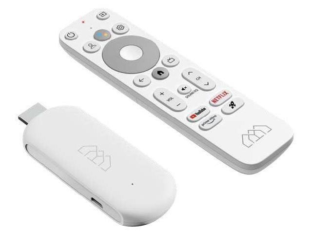 White Streaming Dongle with Official Android TV System, Including Shows on Netflix, HBO Max, and Disney Plus