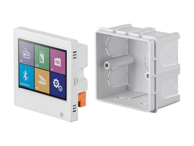 Wall Mount Music Amplifier - 40 Watts, with Touch Screen Bluetooth 4.1, Line Level Aux, FM Radio, and Wireless IR Remote - Commercial Audio