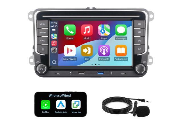 [Upgrade] Car Stereo Compatible for VW Passat Golf MK5 Jetta Caddy EOS Tiguan with Wireless Carplay Android Auto IPS Touch Screen Car Radio, AM/FM.