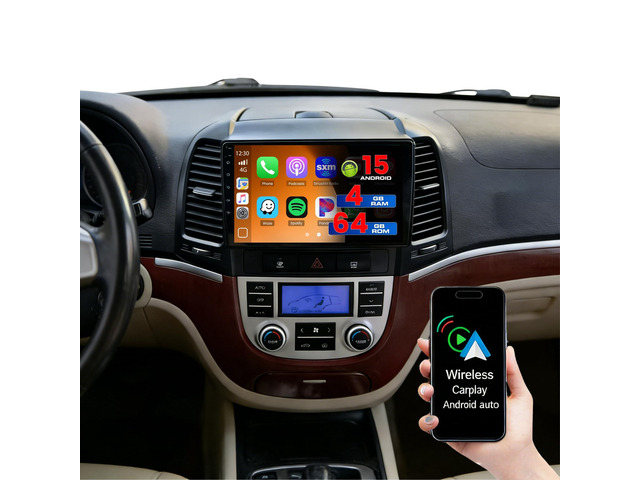 [4+64G] Android 15 Car Stereo for Hyundai Santa fe 2006-2012, 9'' in-Cell Touchscreen Radio with Wireless Carplay Android Auto 5G WiFi Bluetooth...