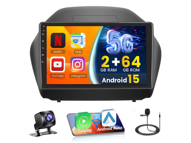 [64G] Android 15 Car Stereo for Hyundai Tucson IX35 2010-2015, Hikity 10.1'' Touchscreen Hyundai Radio Wireless CarPlay Android Auto Bluetooth...