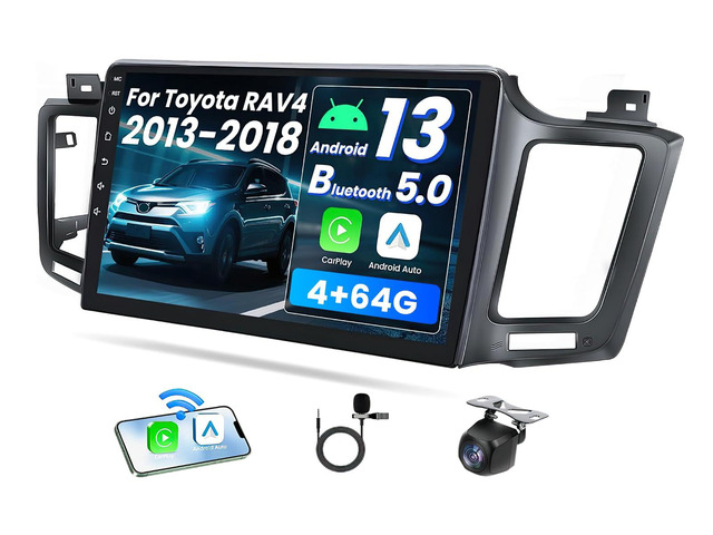 Car Radio Stereo for Toyota RAV4 2013-2018: 4GB+64GB Wireless Carplay & Android Auto 1280 * 800 IPS Touch Screen Upgrade Android 13 Car Stereo with...