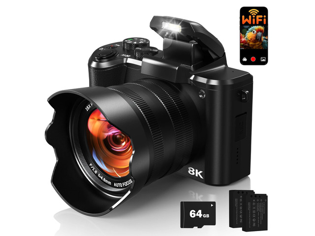 8K Digital Cameras for Photography, Autofocus 88MP WiFi Vlogging Camera for YouTube with Selfie Lens, Professional Video Camera with Flash, Touch...